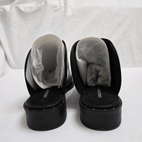 NWOB Lucky Brand Pentt Bootie Black Leather Studded Mule Booties 7.5M Slip-on - Picture 6 of 10